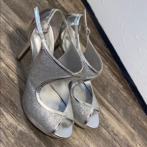 Sparkly silver heels